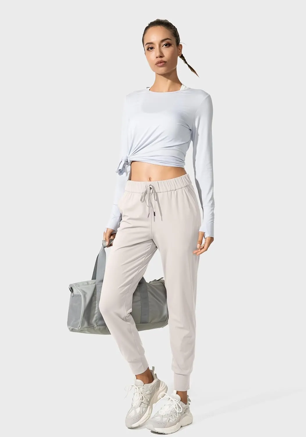 SANTINY Women's Joggers Pants Pockets Drawstring Running Sweatpants for Women Lounge Workout Jogging