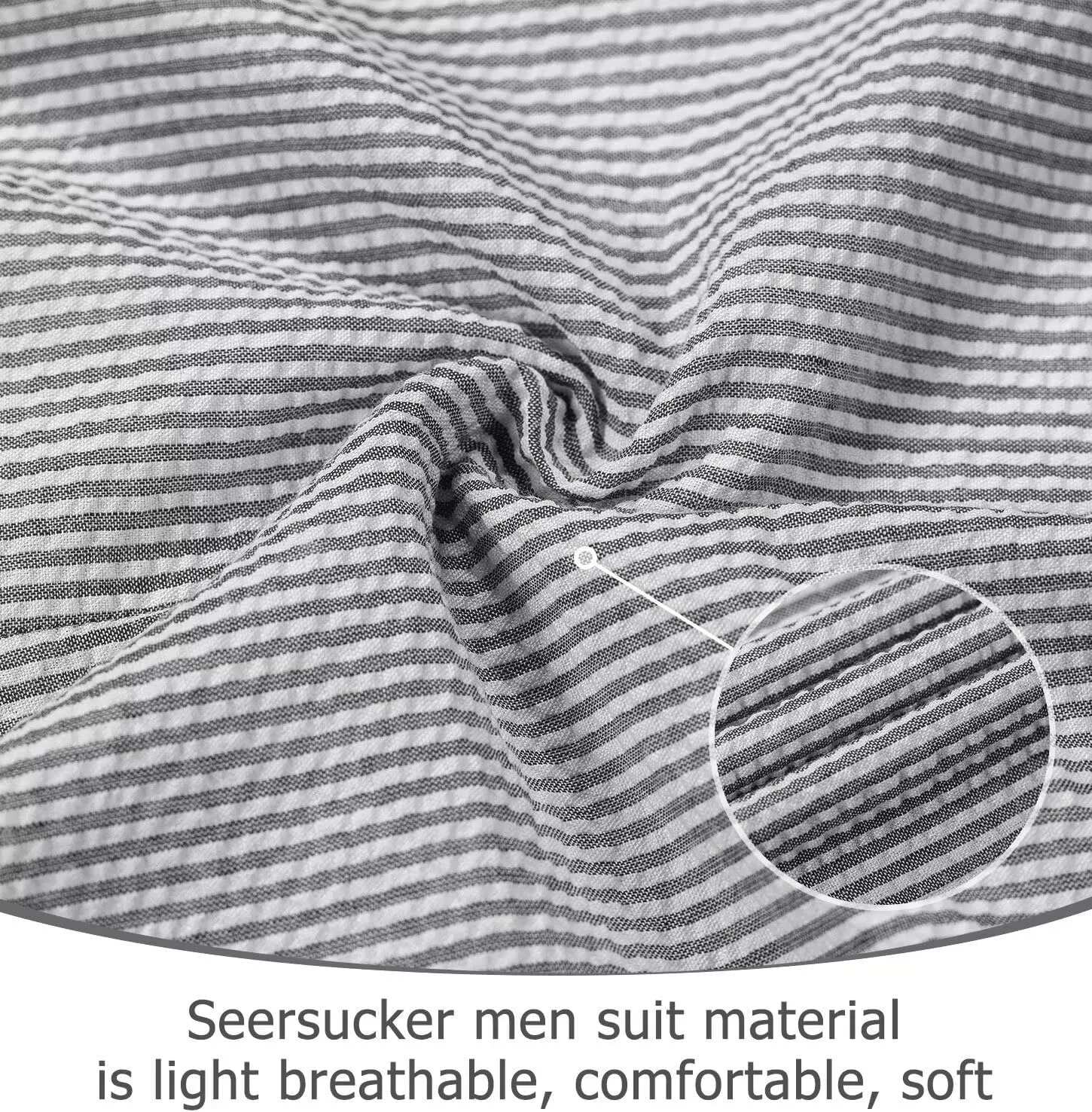 Seersucker Slim Suits for Men Formal Casul Summer Beach Wedding Grooms 2 Piece Blazer Pants Party Striped Suit Sets