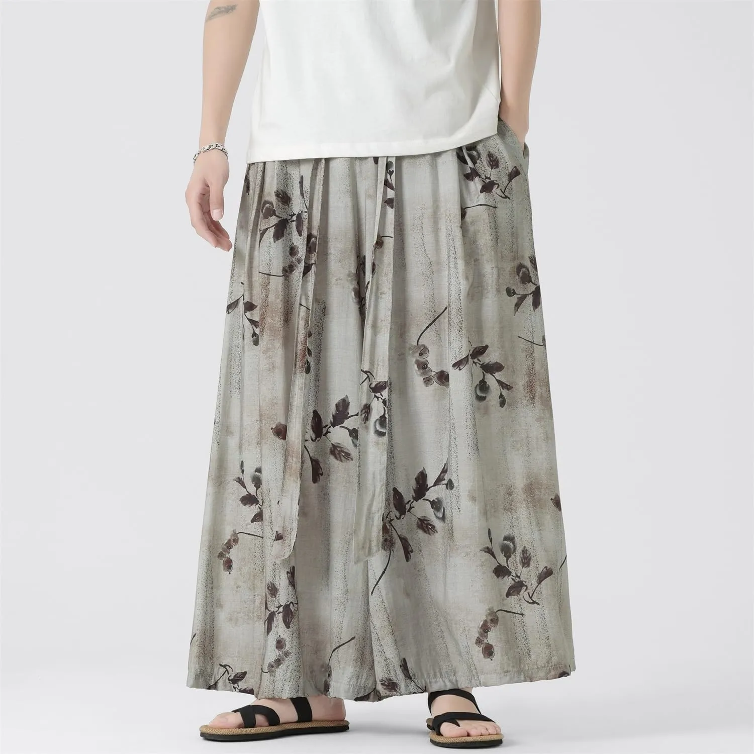Seidarise Men's Wide Leg Casual Harem Linen Japanese Yoga Harem Pants Hip hop Joggers Baggy