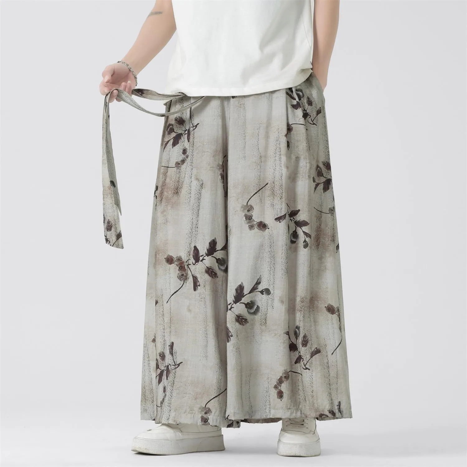 Seidarise Men's Wide Leg Casual Harem Linen Japanese Yoga Harem Pants Hip hop Joggers Baggy