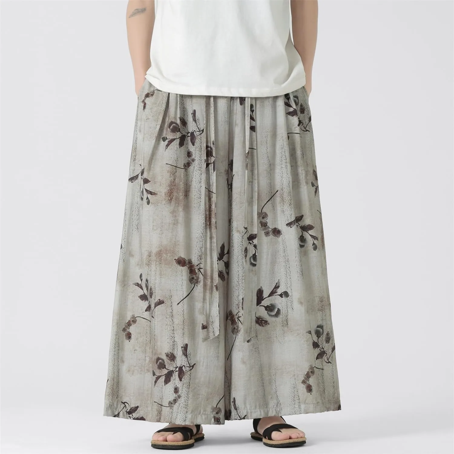 Seidarise Men's Wide Leg Casual Harem Linen Japanese Yoga Harem Pants Hip hop Joggers Baggy