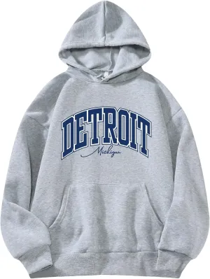 SHENHE Women's Letter Print Thermal Lined Hooded Sweatshirt Graphic Hoodie Pullover