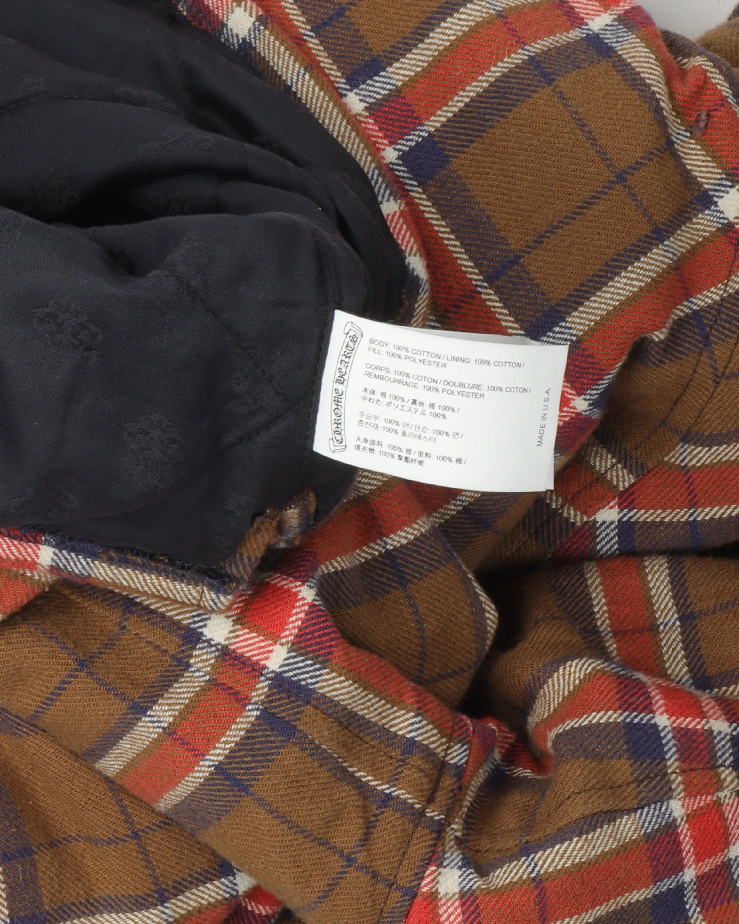 Sleeve Print Padded Flannel Shirt