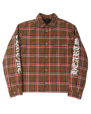 Sleeve Print Padded Flannel Shirt