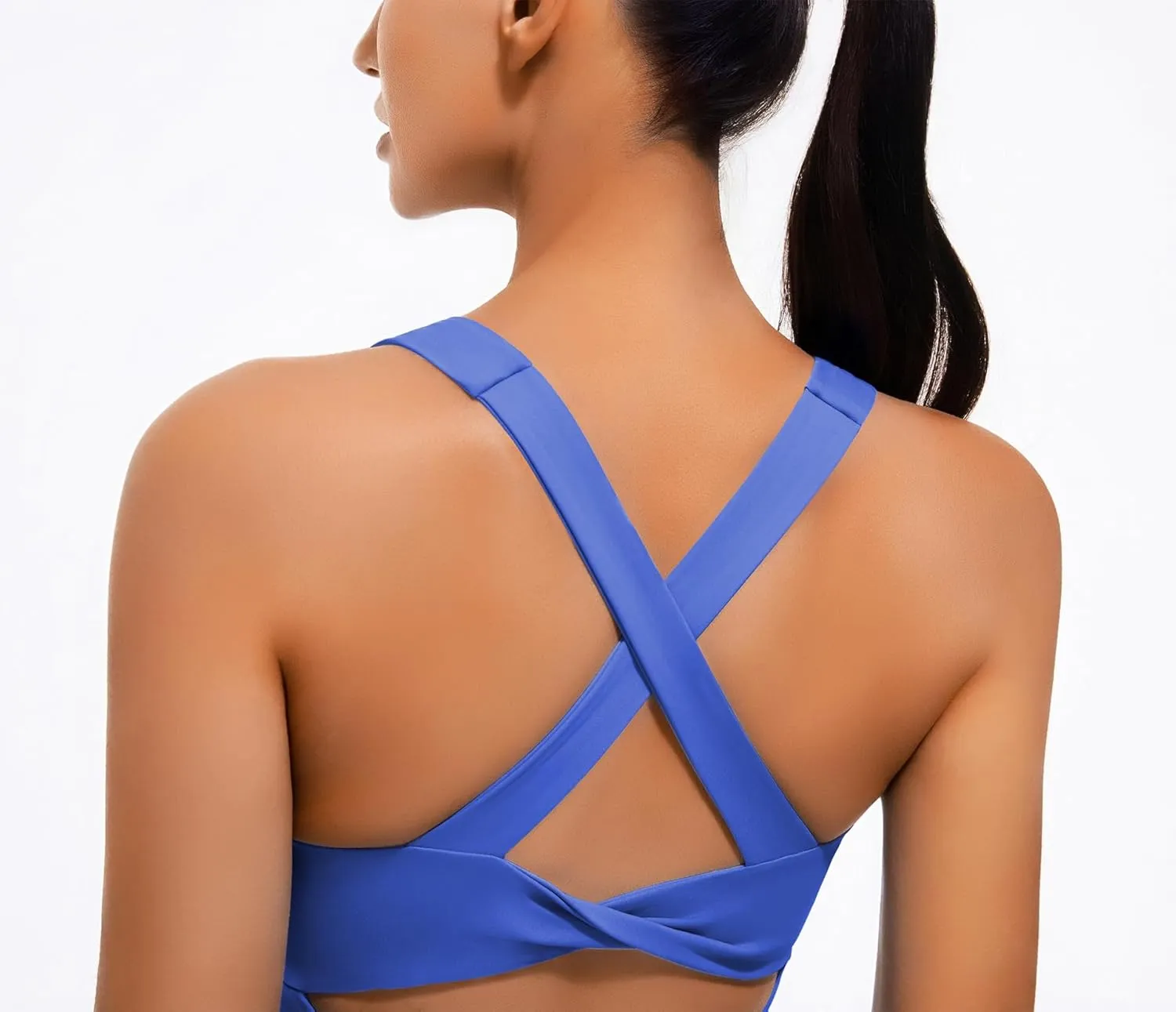 Smooth Workout Tank Top with Built-in Bra for Women Cross Back Athletic Yoga Tops Stretchy Sports Camisole for Gym Pilates
