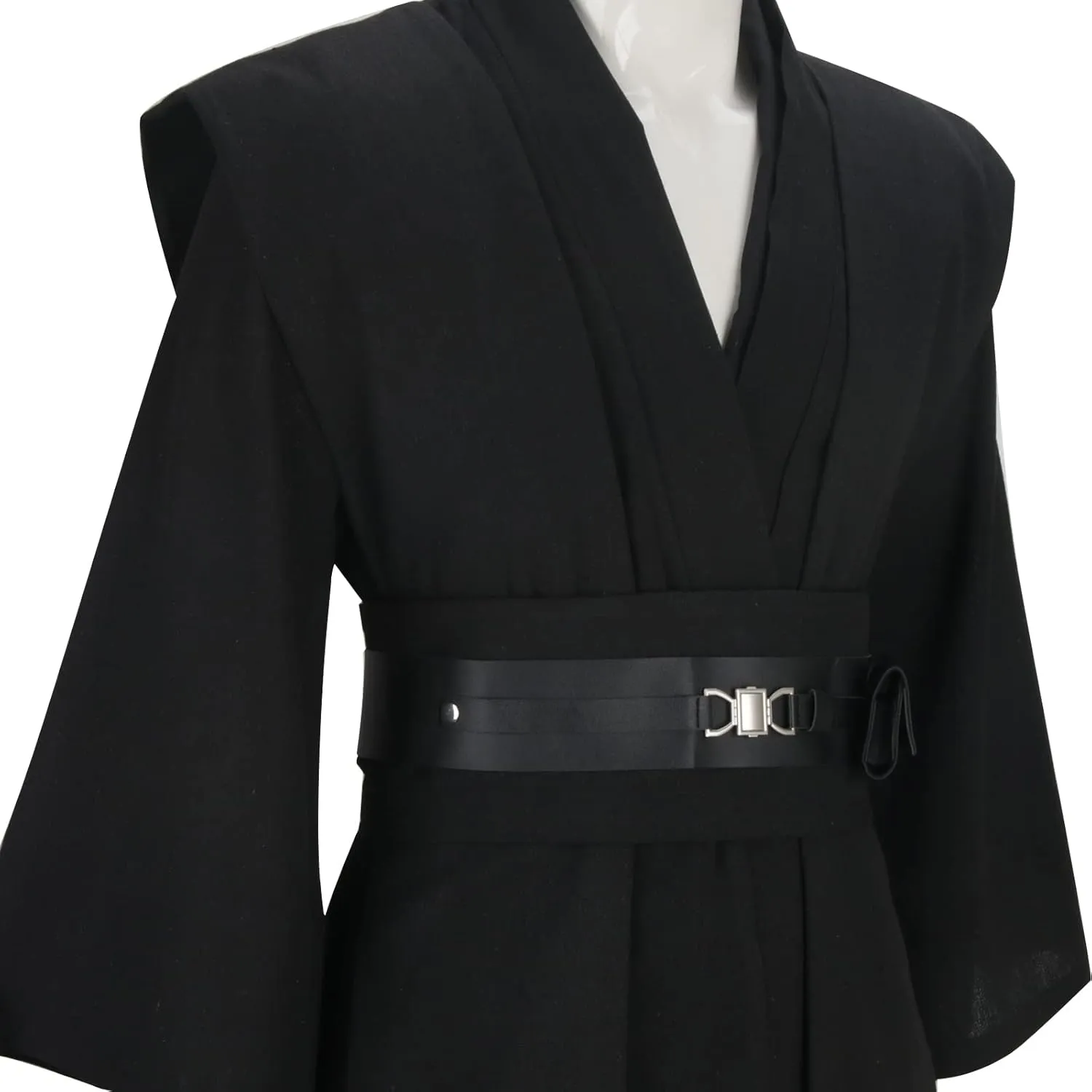 SOLOTIMES Adult Men Jedi Tunic Costume Knight Hooded Robe Uniform Full Set Black Halloween Cosplay Cloak Cape Outfit Suit
