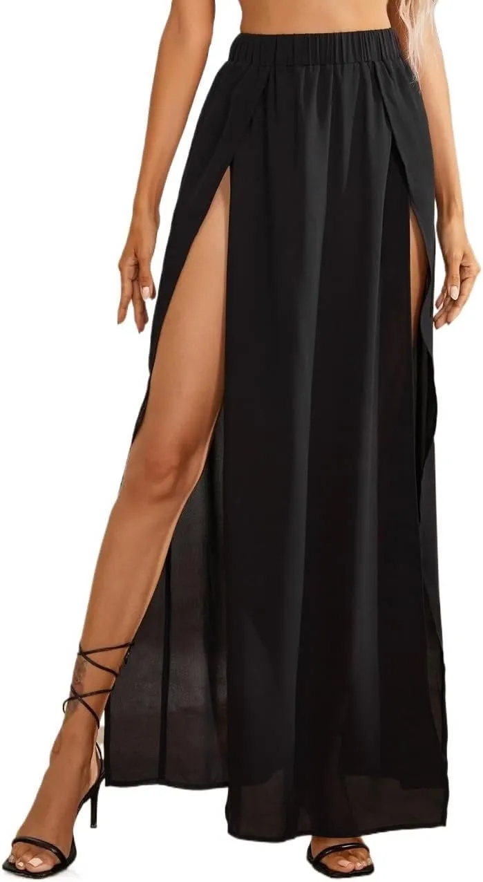Summer Spring Womens Skirts Slit Maxi Skirt