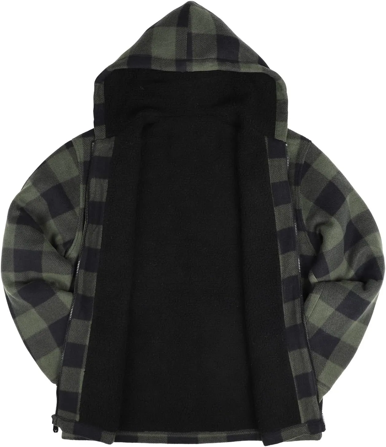TanBridge Men's Flannel Plaid Jacket Full Zip Fleece Flannel Sherpa Hoodies Heavyweight Fleece Lined Warm Coat