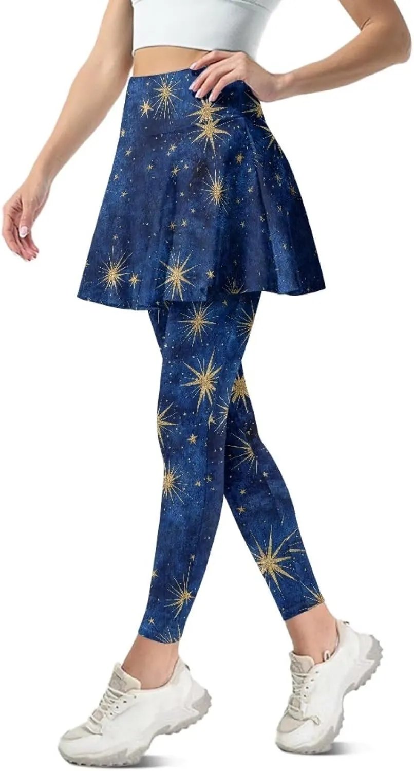 Tennis Skirt with Leggings for Women Active Sport Running Skort Pants Slim Fit Workout Trousers