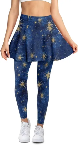 Tennis Skirt with Leggings for Women Active Sport Running Skort Pants Slim Fit Workout Trousers