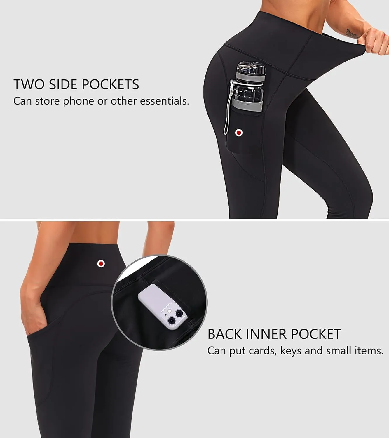 THE GYM PEOPLE Thick High Waist Yoga Pants with Pockets Fleece Lined Tummy Control Workout Leggings for Women