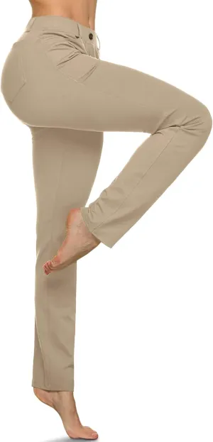 TSLA Women's Yoga & Dress Pants, Office Business Casual Work Slacks, Stretch Straight Leg/Bootcut Pants with 4 Pockets