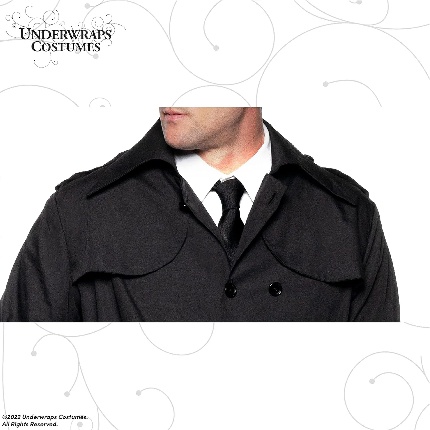 UNDERWRAPS Mens Black Trench Coat - Spy Coat Adult Halloween Costume for Men