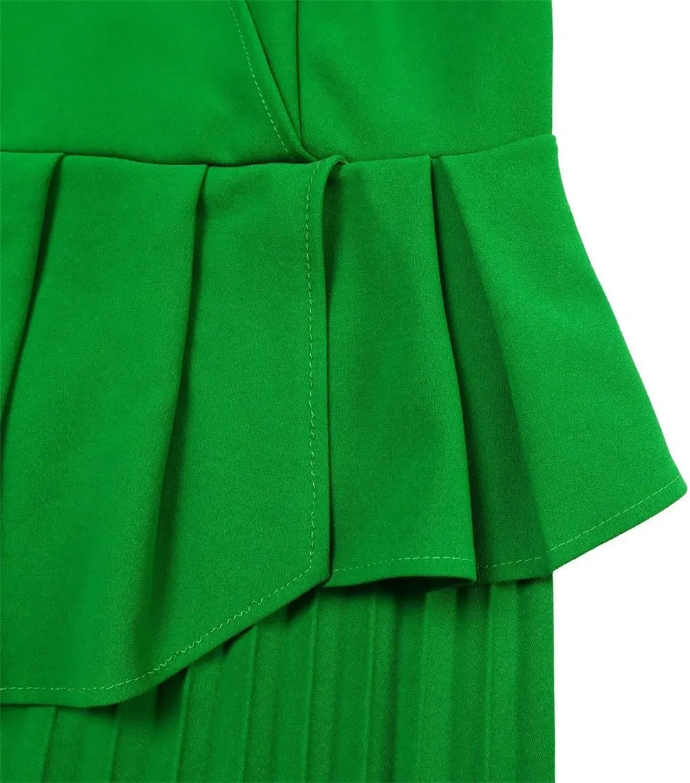 Useagrey Midi Dress for Women Pencil Dress Fashion Work Dress Elegant High Waist Ruched Pleated Church Dress