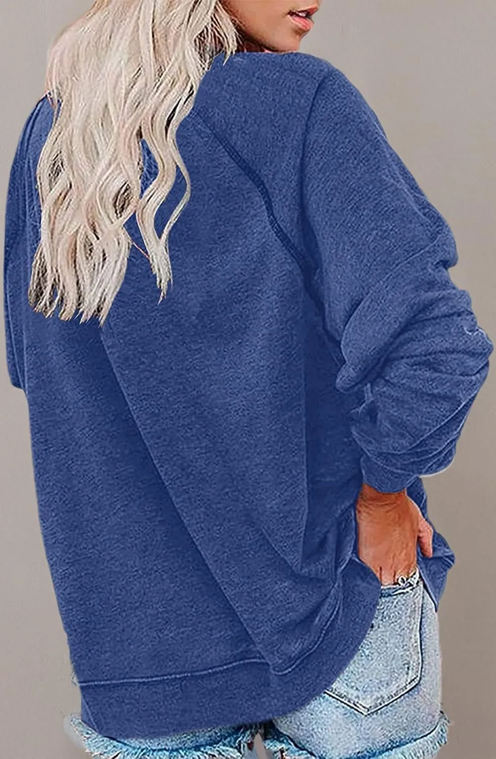 Vdnerjg Women's New York Letter Print Sweatshirt Crewneck Long Sleeve Casual Loose Fit Pullover Shirt