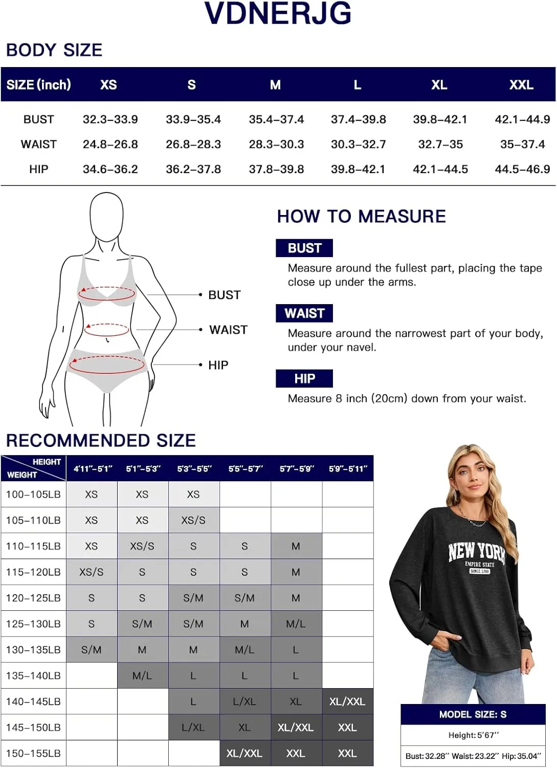 Vdnerjg Women's New York Letter Print Sweatshirt Crewneck Long Sleeve Casual Loose Fit Pullover Shirt