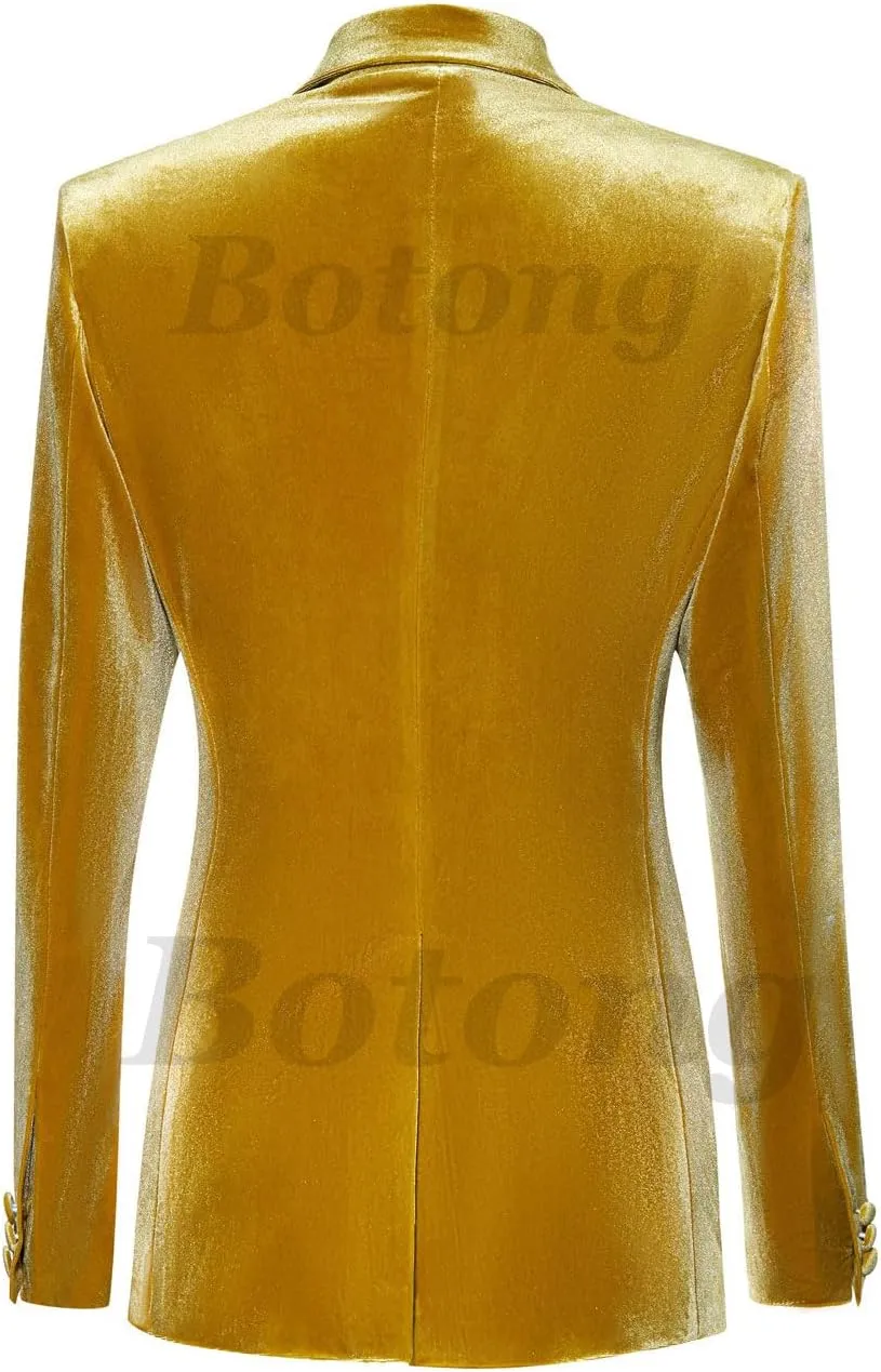 Velvet Pant Suit for Women 3 PC Peak Lapel Office Work Suit Business Suit Blazer Vest Pants Prom Suit