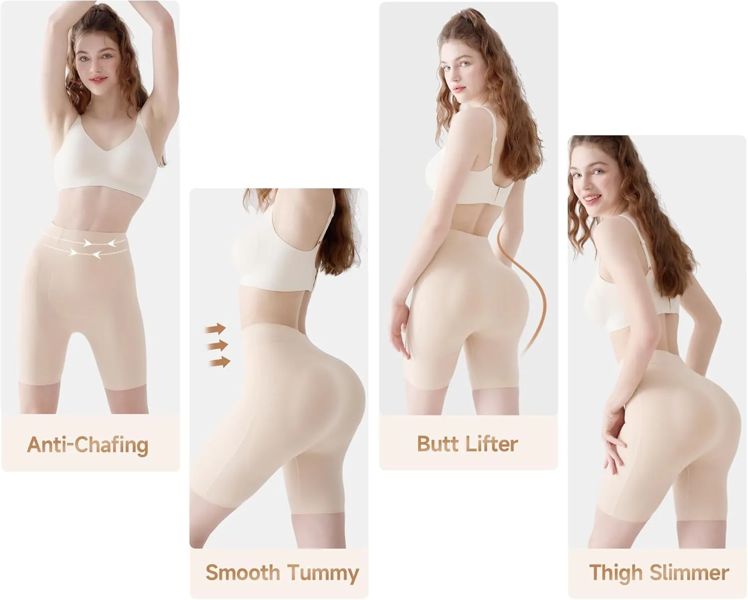 Women Butt Lifter Padded Hip Enhancer Seamless Underwear High Waist Control Shorts with Removable Hip Padded