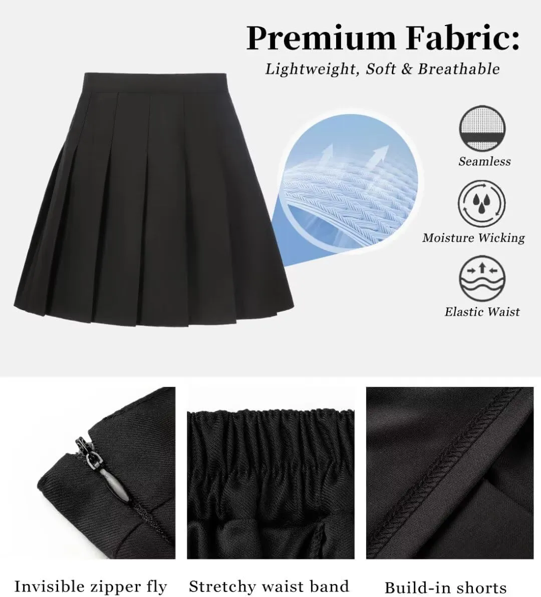 Women Pleated Skirt Tennis Golf Skorts with Lining Shorts Athletic Pleated Skirts for Women