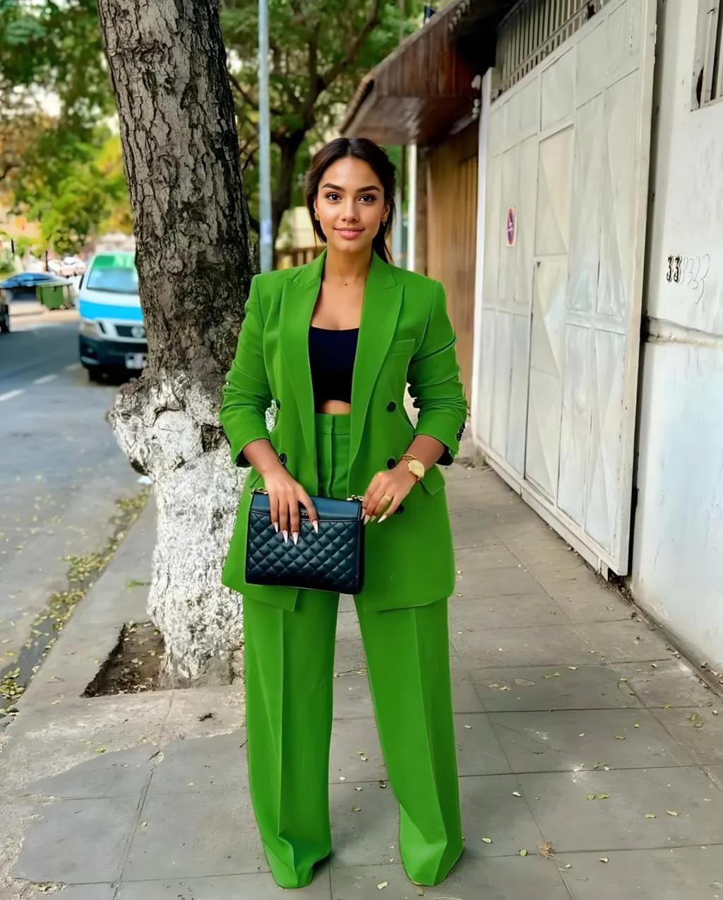 Women's 2 Piece Outfits Blazer Jacket and Wide Leg Pants Double Breasted Formal Suits for Women Casual Suit Sets
