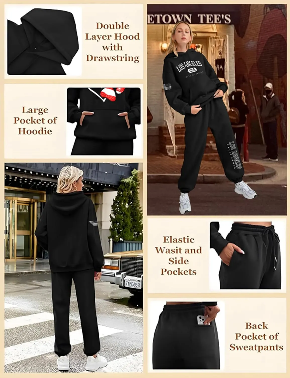 Women's 2-piece tracksuit set Flag design large size sportswear, casual jogging pants, gym yoga sportswear M-3XL