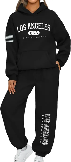Women's 2-piece tracksuit set Flag design large size sportswear, casual jogging pants, gym yoga sportswear M-3XL