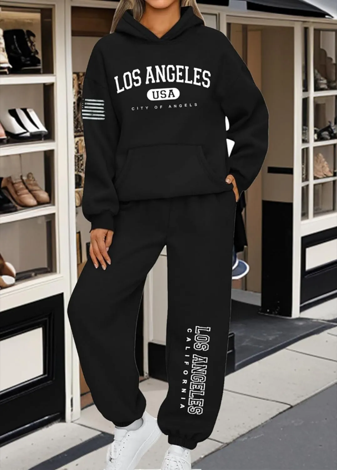Women's 2-piece tracksuit set Flag design large size sportswear, casual jogging pants, gym yoga sportswear M-3XL