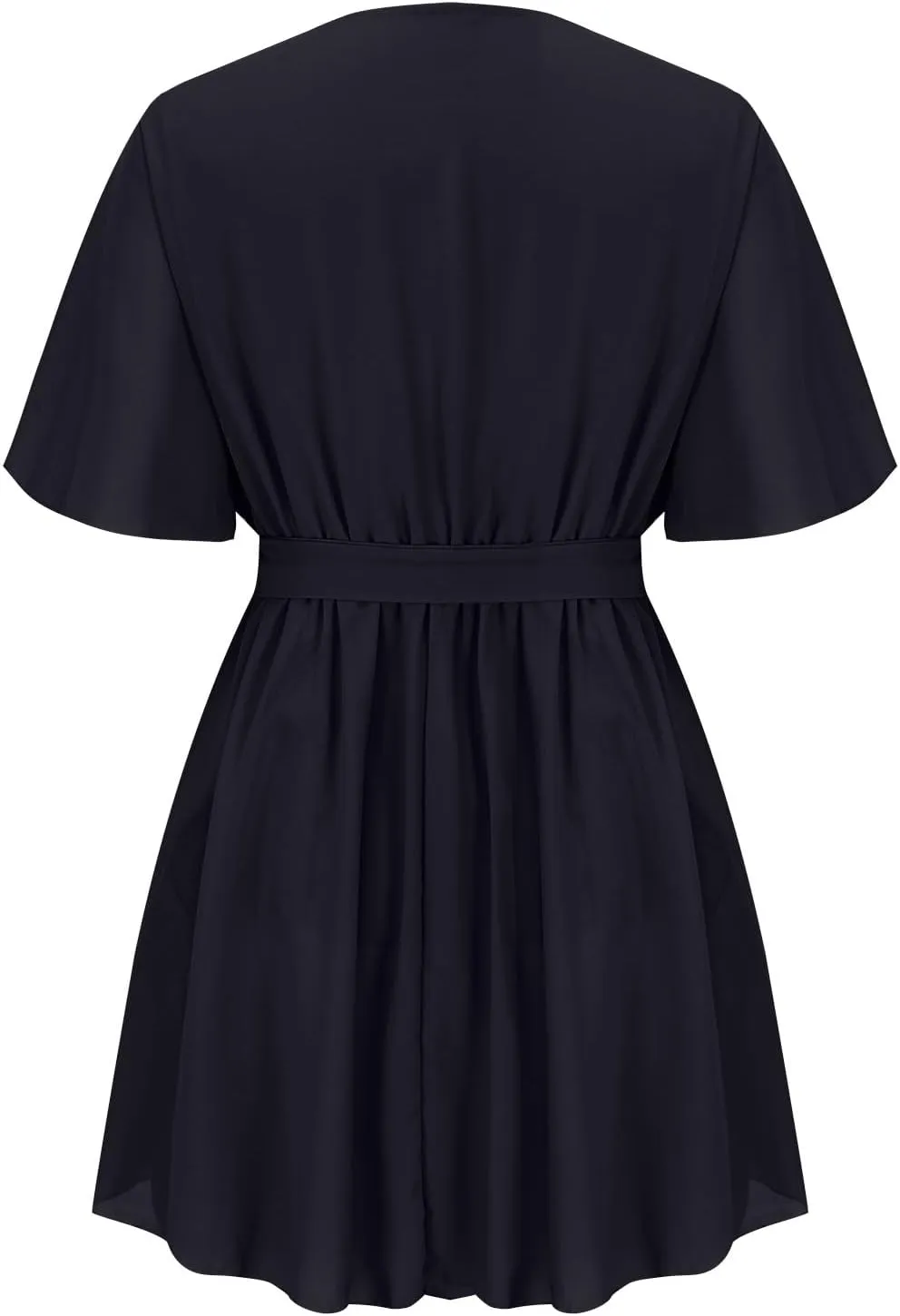 Women's 2025 Summer Wrap Dress Short Sleeve Flowy Casual V Neck Ruffle Mini Dresses Chiffon Spring Dresses for Women
