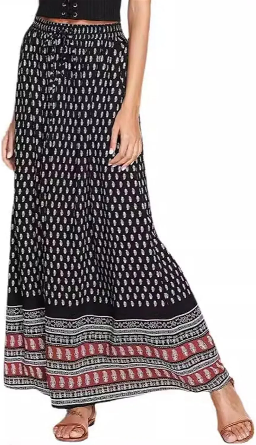 Women's Casual Ruched Stretchy High Waist A-Line Skirt Pleated Flared Midi Skirt