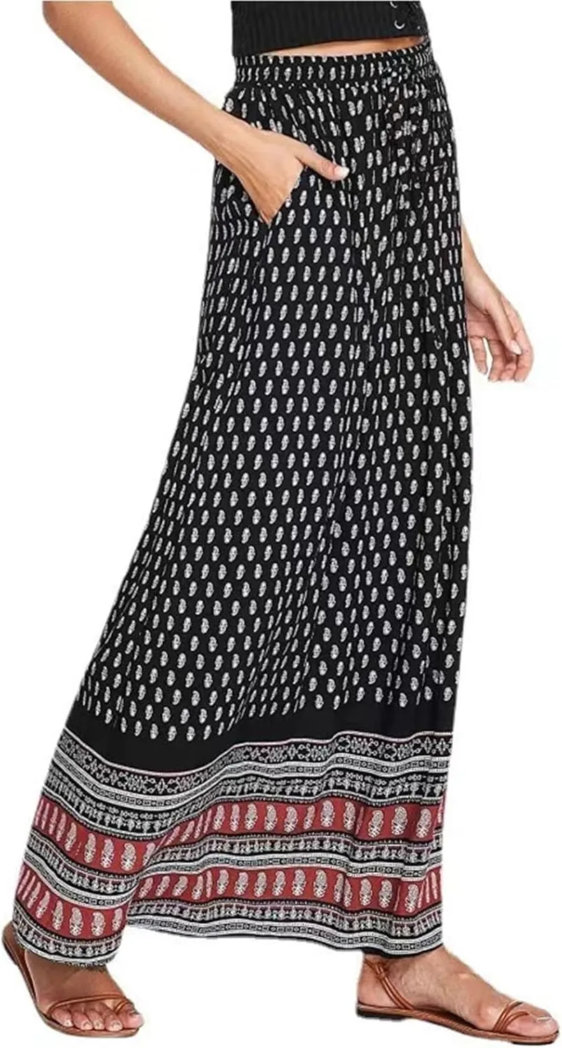 Women's Casual Ruched Stretchy High Waist A-Line Skirt Pleated Flared Midi Skirt