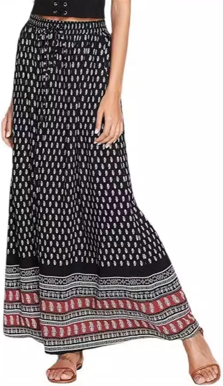 Women's Casual Ruched Stretchy High Waist A-Line Skirt Pleated Flared Midi Skirt