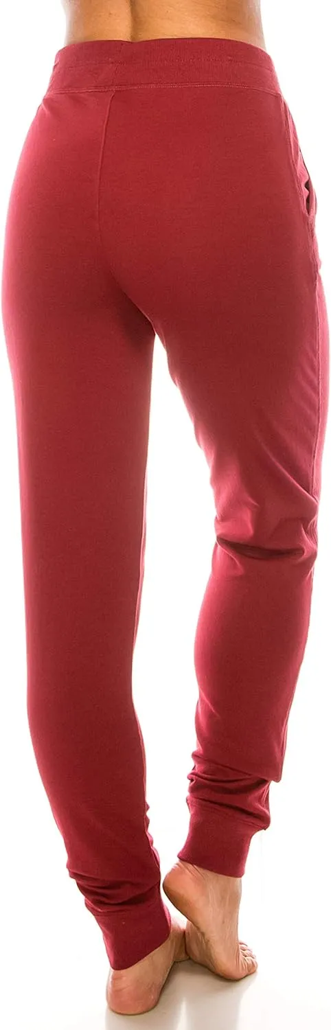Womens Cotton Blend Jogger Sweatpants with Pockets Lounge Wear Tapered Active Yoga Casual Travel Pants