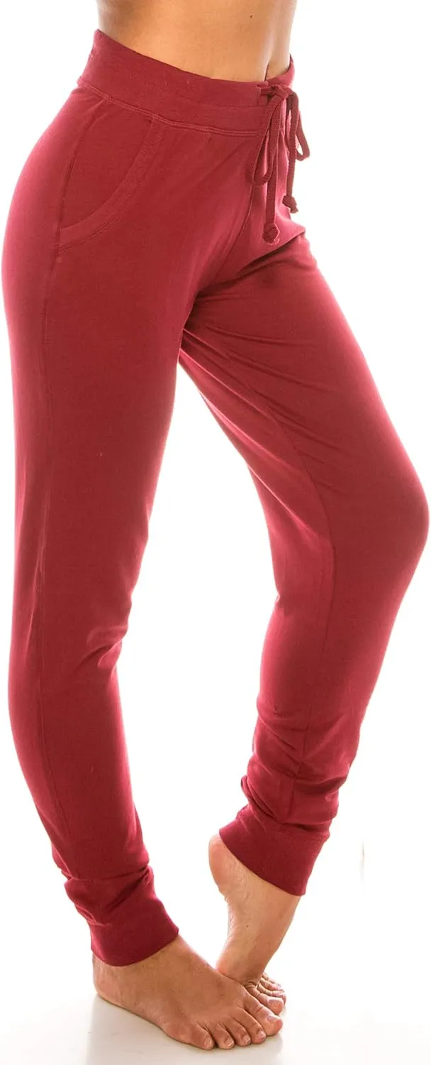 Womens Cotton Blend Jogger Sweatpants with Pockets Lounge Wear Tapered Active Yoga Casual Travel Pants