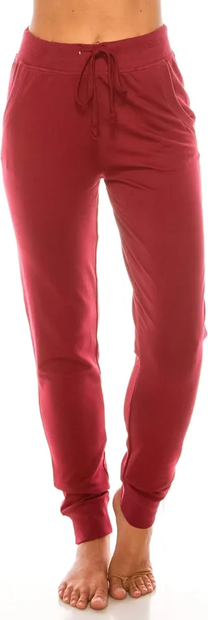 Womens Cotton Blend Jogger Sweatpants with Pockets Lounge Wear Tapered Active Yoga Casual Travel Pants