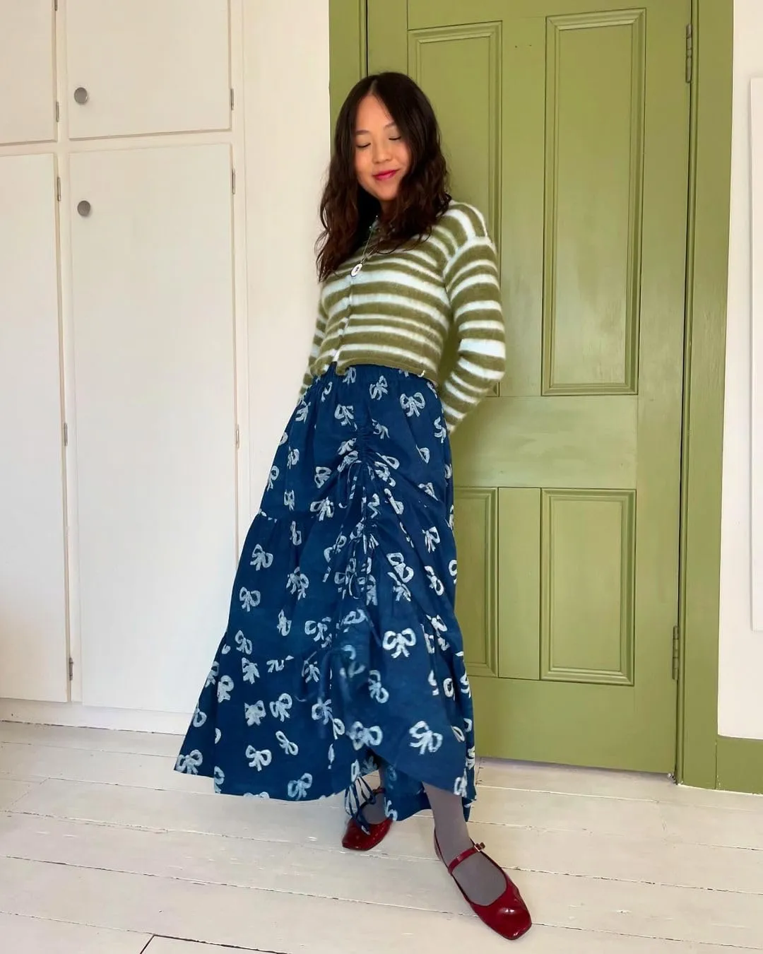 Womens Flowy Pleated Midi Skirt Drawstring Ruched Skirts High Waisted Plaid A Line Boho Casual Long Skirts