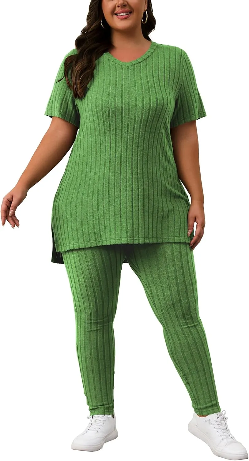 Women's Plus Size Two Piece Outfits Sweatsuits Sets Long Sleeve Hoodies Tracksuit Lounge Sets