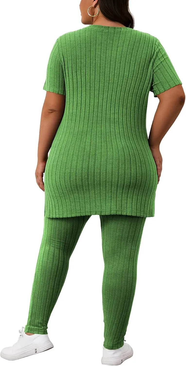 Women's Plus Size Two Piece Outfits Sweatsuits Sets Long Sleeve Hoodies Tracksuit Lounge Sets