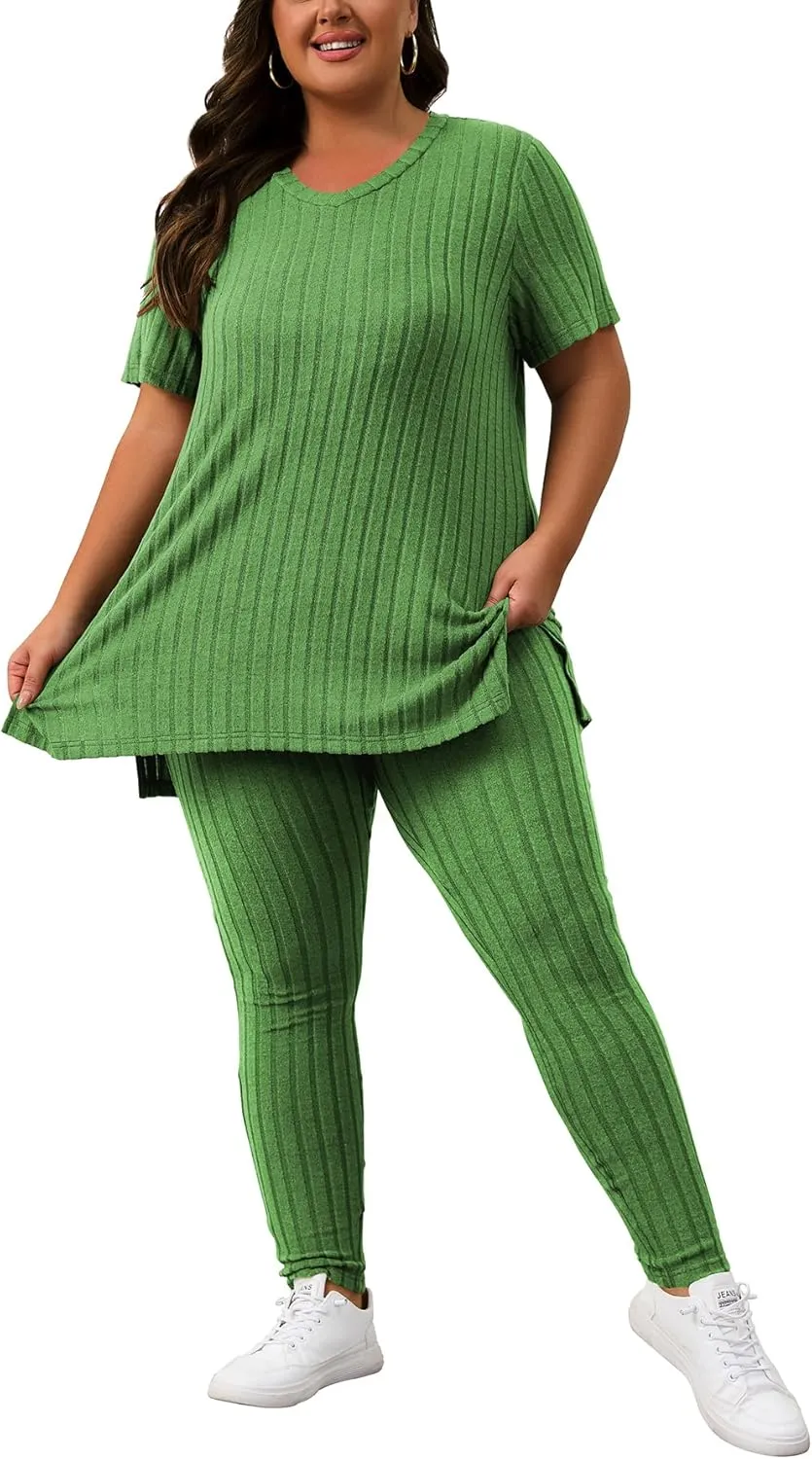 Women's Plus Size Two Piece Outfits Sweatsuits Sets Long Sleeve Hoodies Tracksuit Lounge Sets