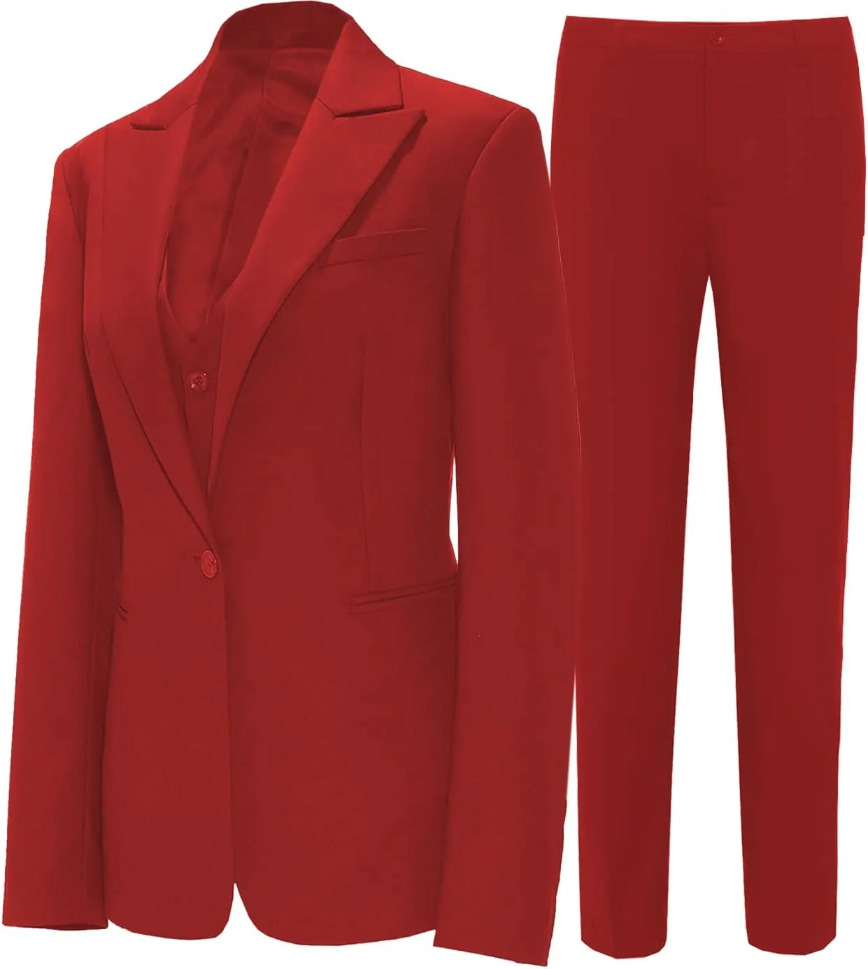 Womens Suits for Office Work 3 Pieces Set Notch Lapel Single Breasted Vest Lady Business Suit (Blazer Vest Pants)
