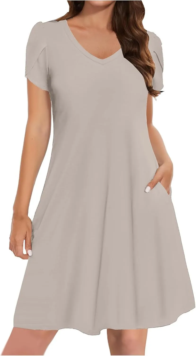 Womens Summer Dresses Casual Floral Sun Dresses Mini a-line Dress Flowy Beach Swing Dress 2025 Vacation with Pockets
