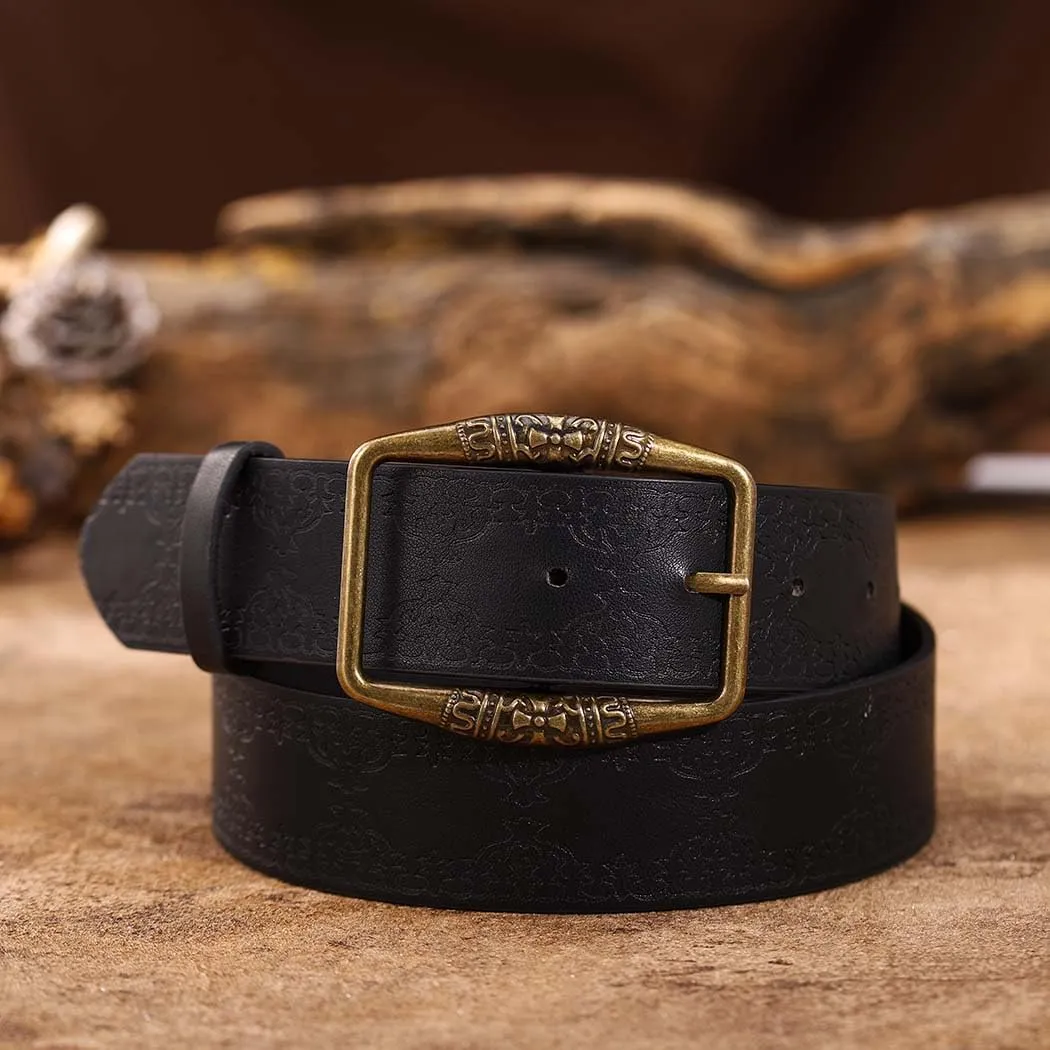 Yalice Heart Western Leather Belt for Women Men Star Buckle Waist Belt for Jeans Pants Ladies Cowgirls Cowboys Belt
