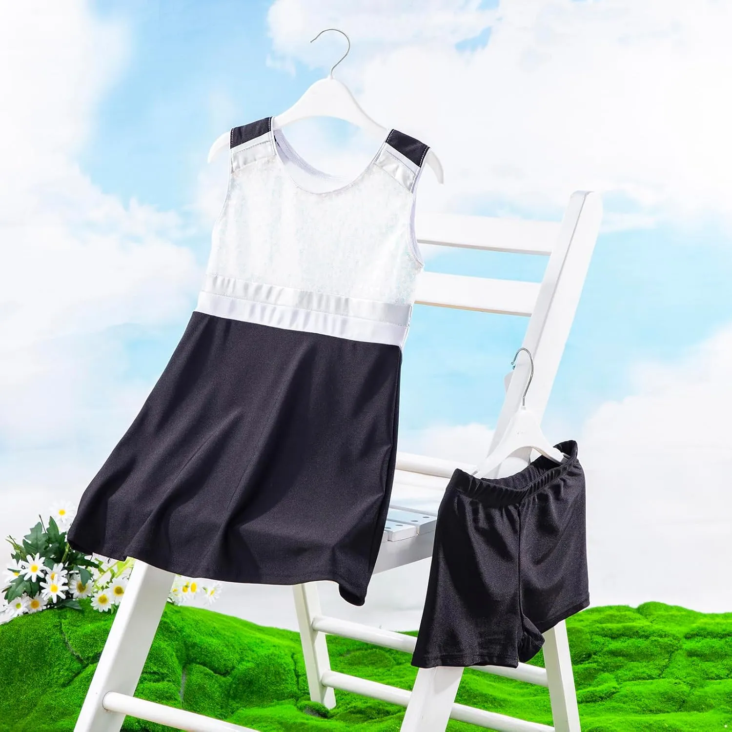YEAHDOR Kids Girls Tennis Golf Dress Set with Shorts Racerback Tank Tops and Tennis Skirt Skorts 2 Pieces Tracksuit Set