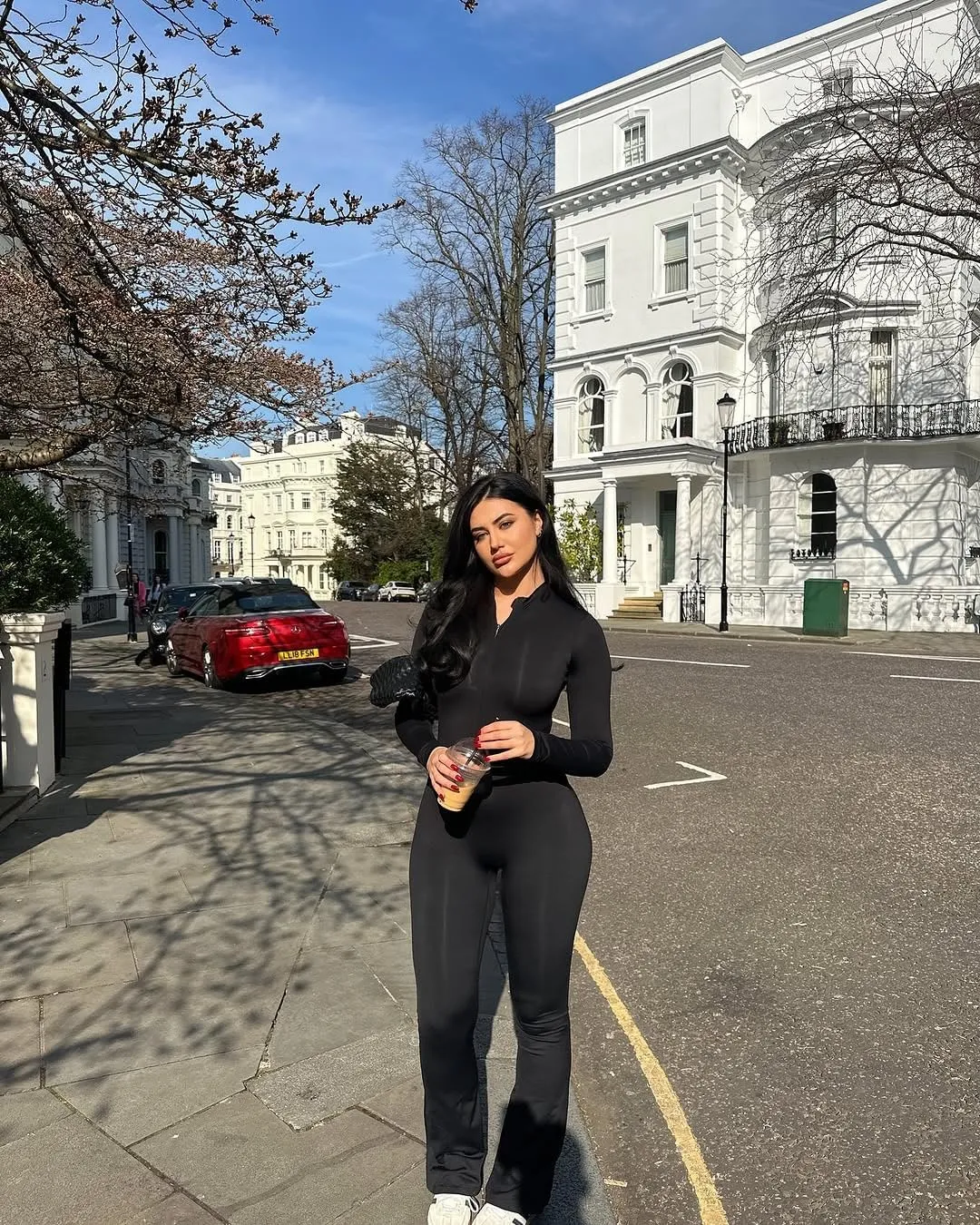 YEOREO Women Long Sleeve Flare Workout Jumpsuit Zip Up Romper Bottom Pants Wide Leg Bodysuit Bodycon Sexy One Piece