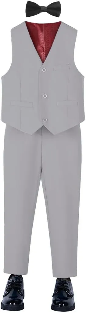 YuanLu Boys Suit Homecoming Dresses for Kids Ring Bearer Outfit Suits Tuxedo Formal Vest and Pants Suit Set